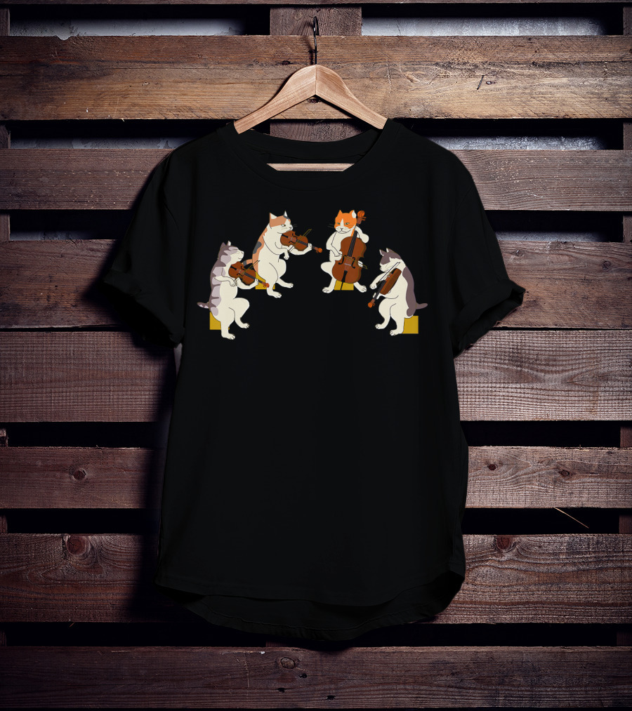 Playful Cats Orchestra Violin Cello Music Cat Lover T-Shirt