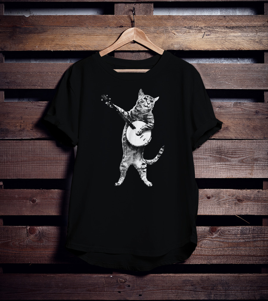 Funny Cat Playing Banjo Banjo Cat T-Shirt