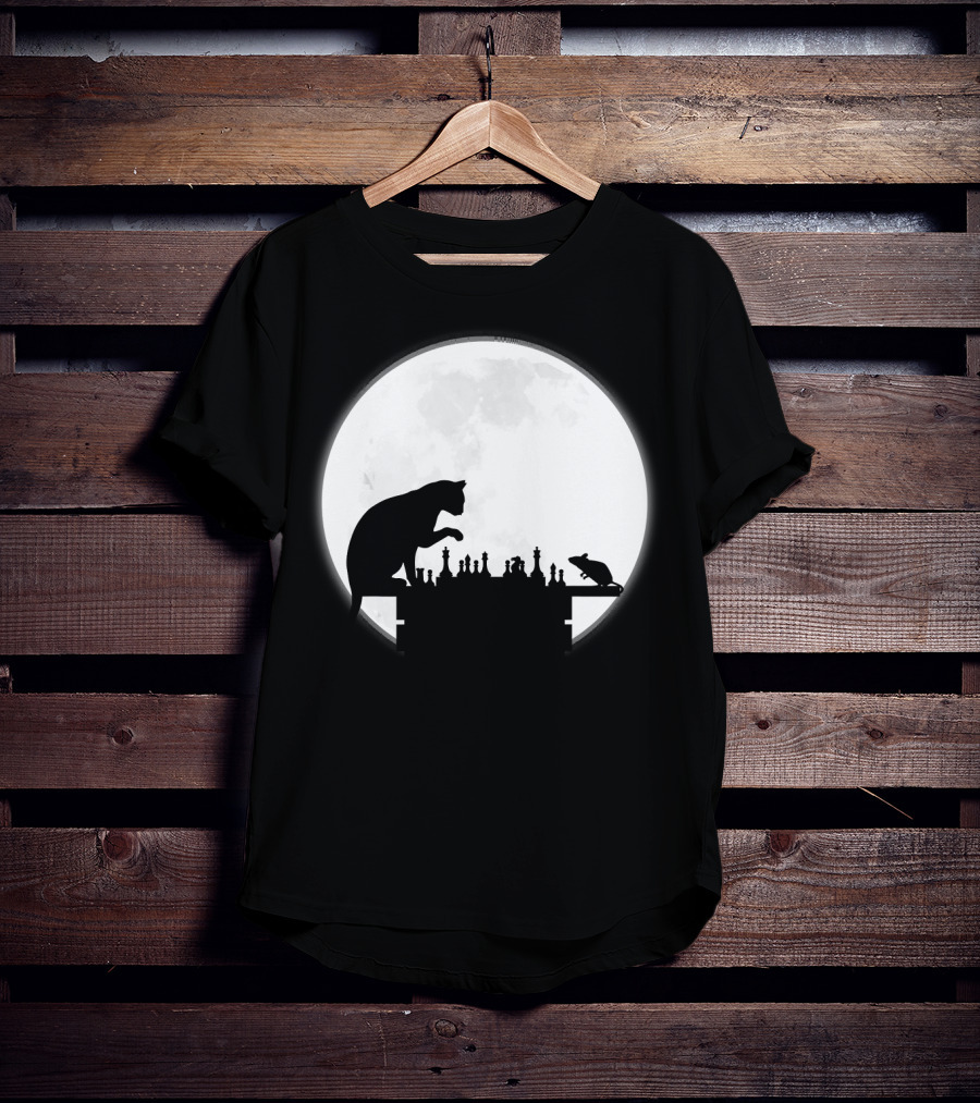 The Chess Match Of Cat And Mouse Under The Full Moon T-Shirt