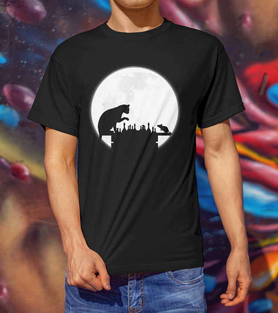 The Chess Match Of Cat And Mouse Under The Full Moon T-Shirt