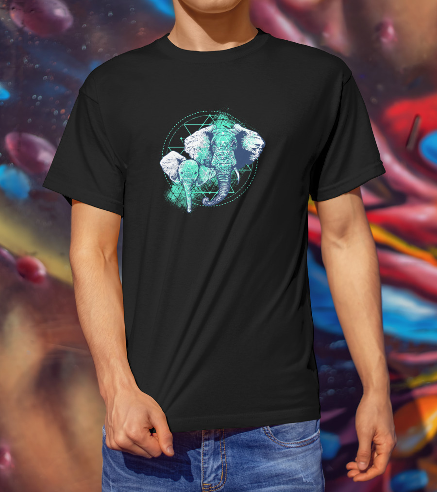 Magic Elephant Geometric Triangles T-Shirt