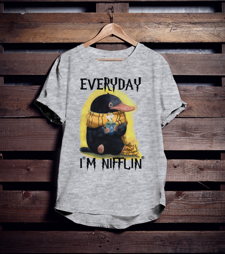 Everyday I'm Nifflin' Magical Creature With Scarf And Tea Cup T-Shirt