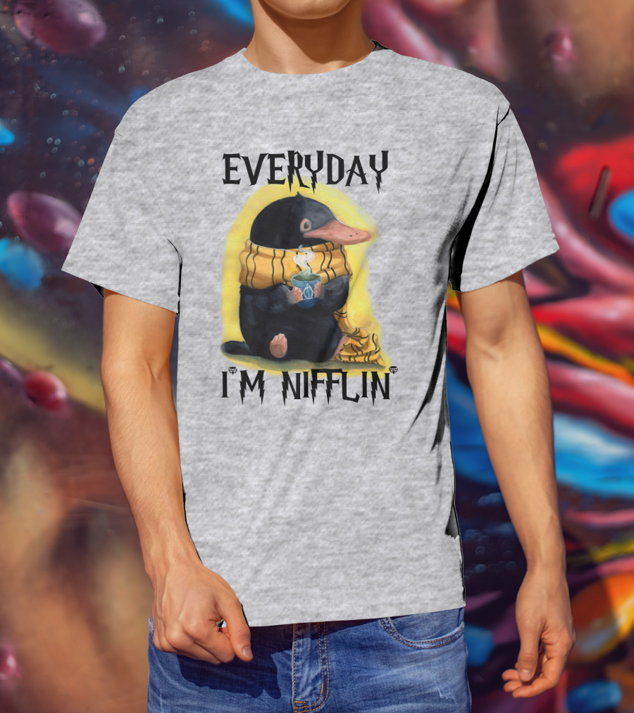 Everyday I'm Nifflin' Magical Creature With Scarf And Tea Cup T-Shirt
