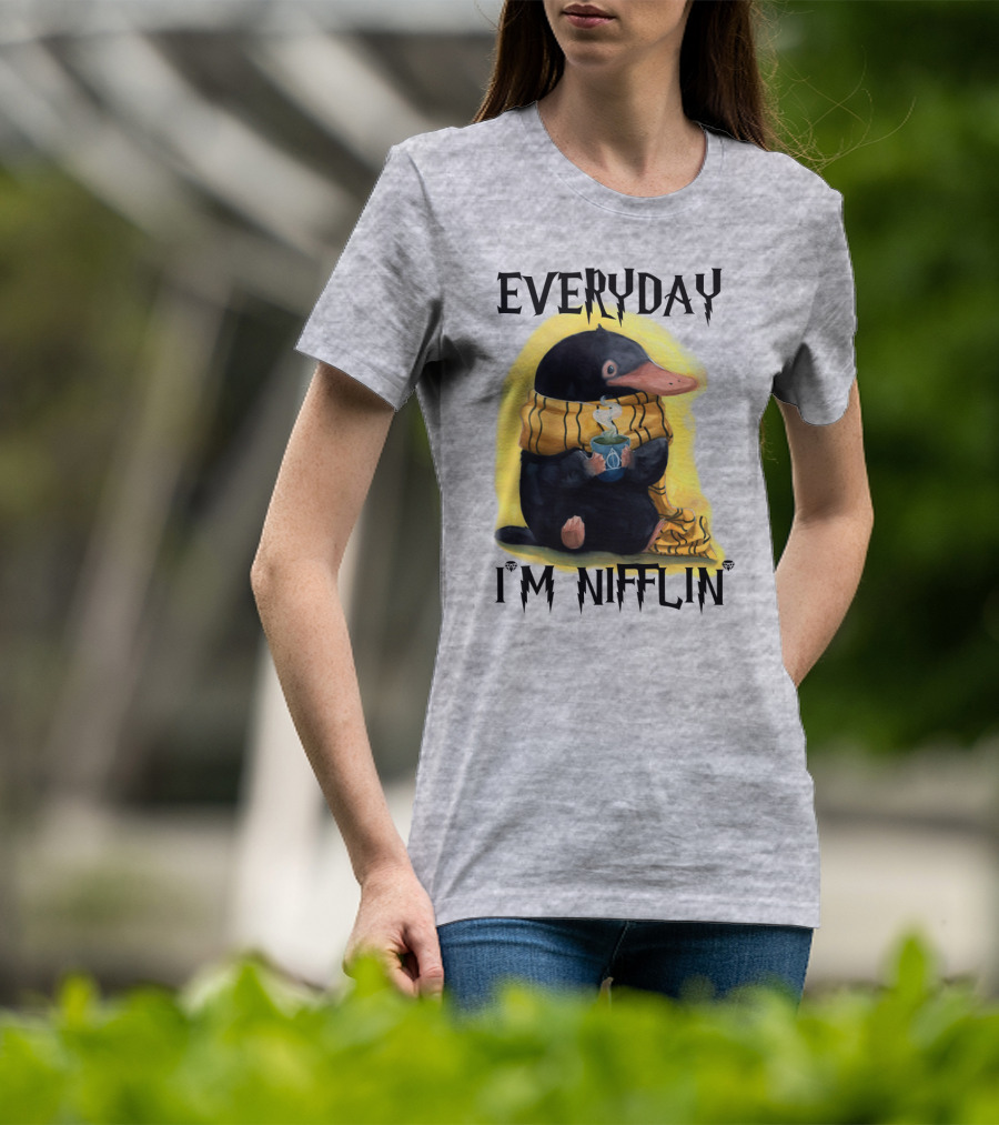 Everyday I'm Nifflin' Magical Creature With Scarf And Tea Cup T-Shirt