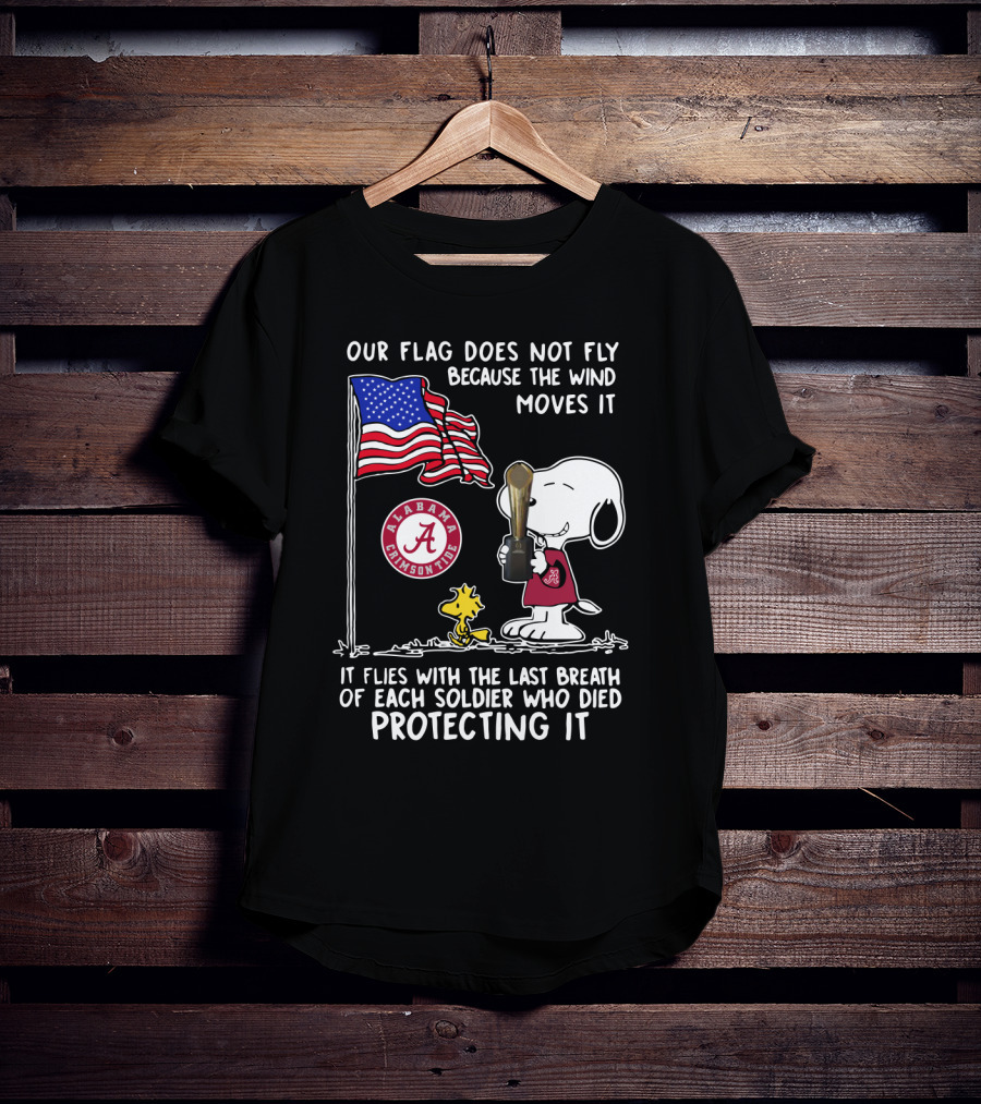 Alabama Crimson Tide Snoopy Woodstock Flag Tribute Soldier Sacrifice T-Shirt