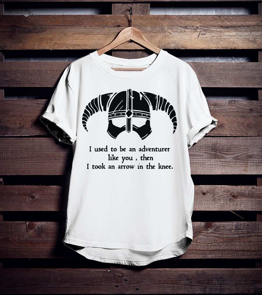 Jonesyspacecat I Used To Be An Adventurer Like You Then I Took An Arrow In The Knee Helmet T-Shirt