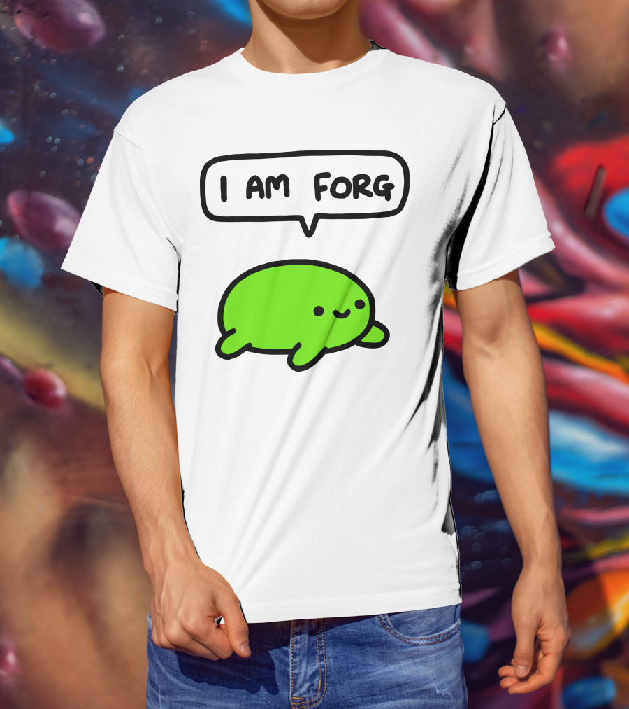 I Am Forg Green Cartoon Character Speech Bubble T-Shirt