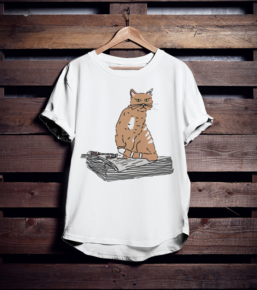 New York Post Cat On Newspaper Stack T-Shirt