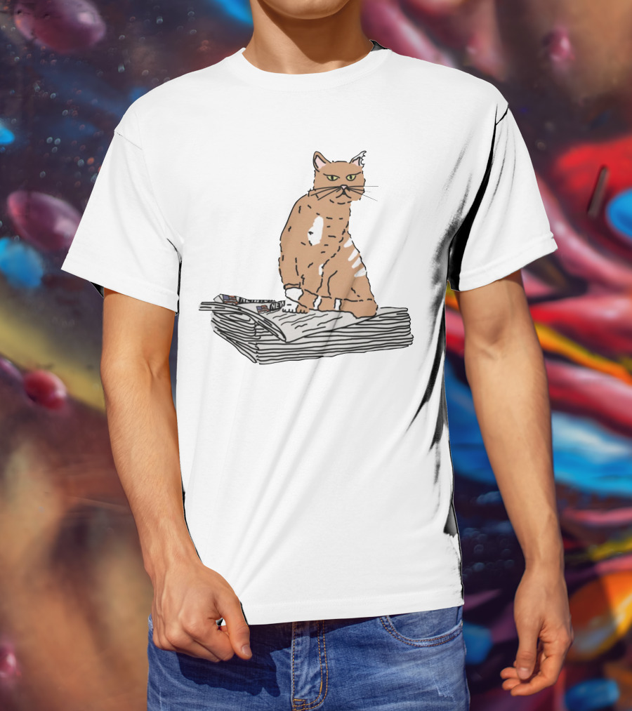 New York Post Cat On Newspaper Stack T-Shirt