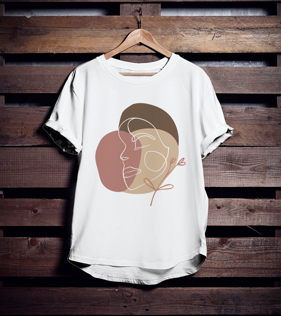 Line Art Woman Face Beauty Minimalist Abstract Linear Profile T-Shirt