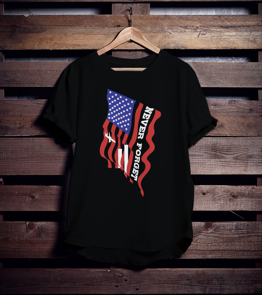 Never Forget 09.11.01 American Flag Patriot Memorial T-Shirt