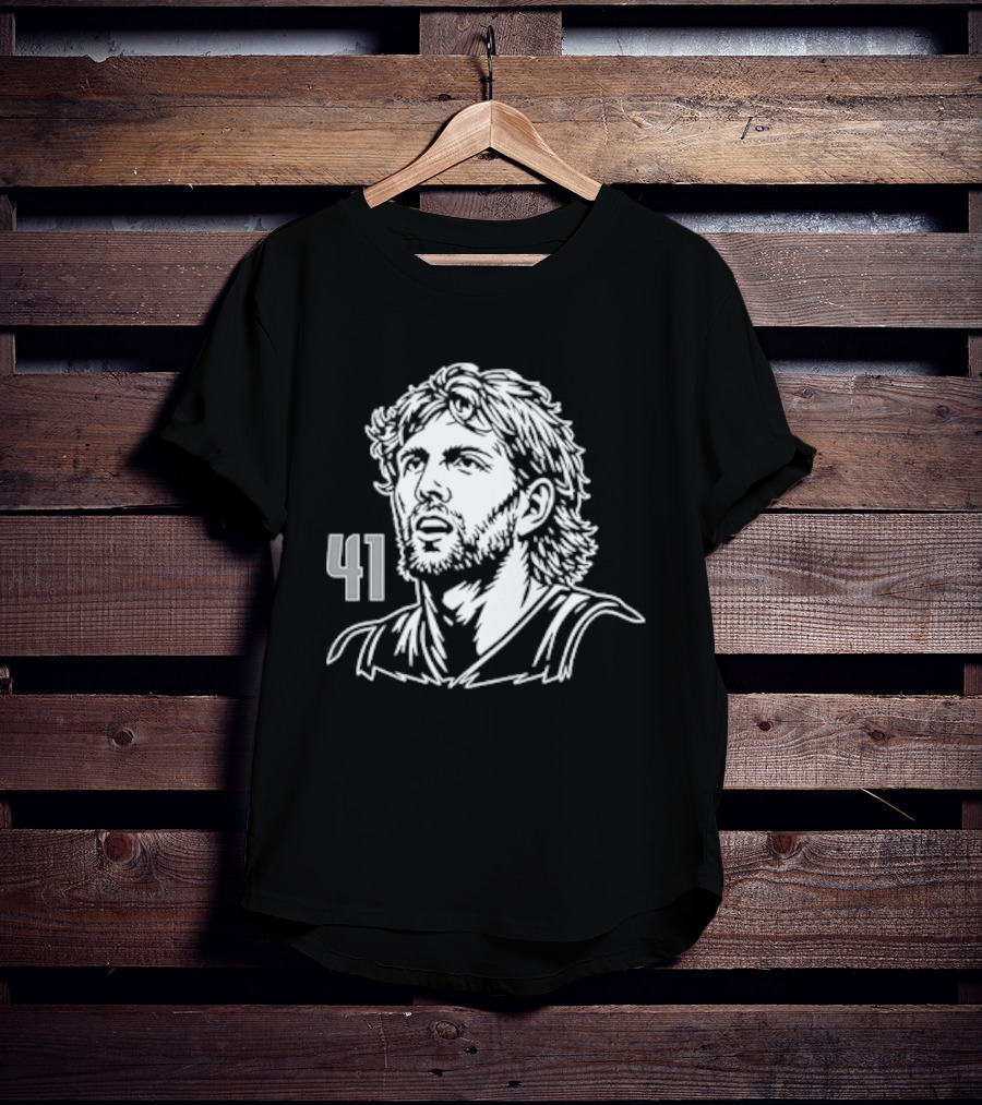 Dirk Nowitzki 41 Basketball Legend Sketch T-Shirt