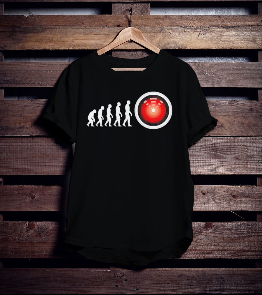 Human Evolution To HAL 9000 AI 2001 Space Odyssey Humor T-Shirt