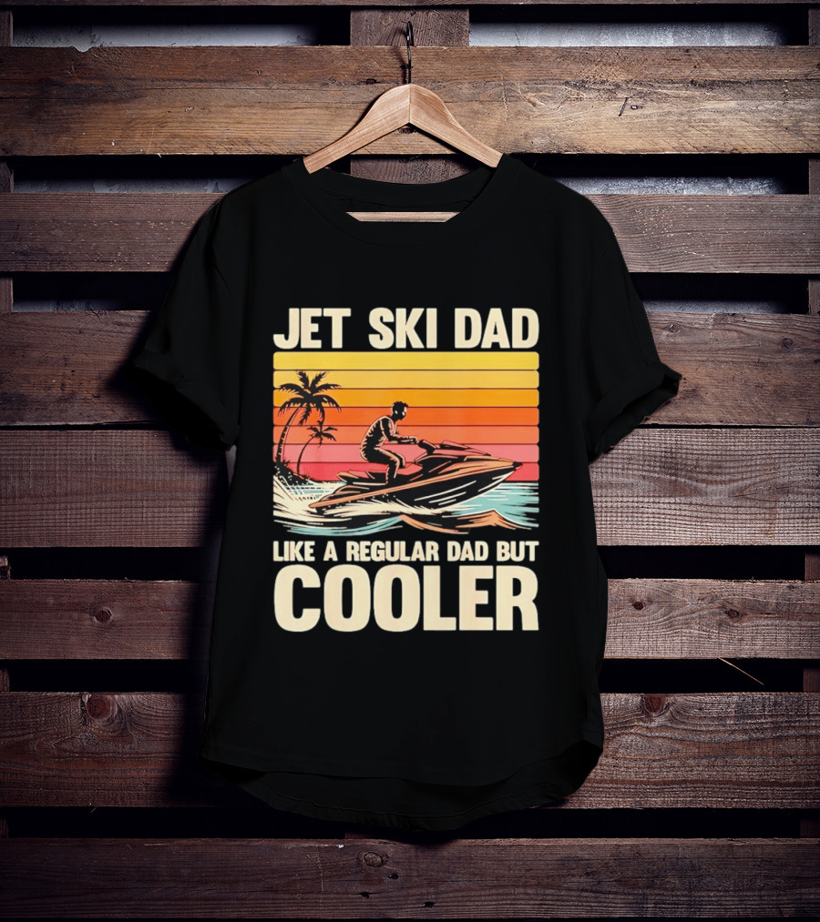 Jet Ski Dad Like A Regular Dad But Cooler Tropical Sunset Adventure T-Shirt