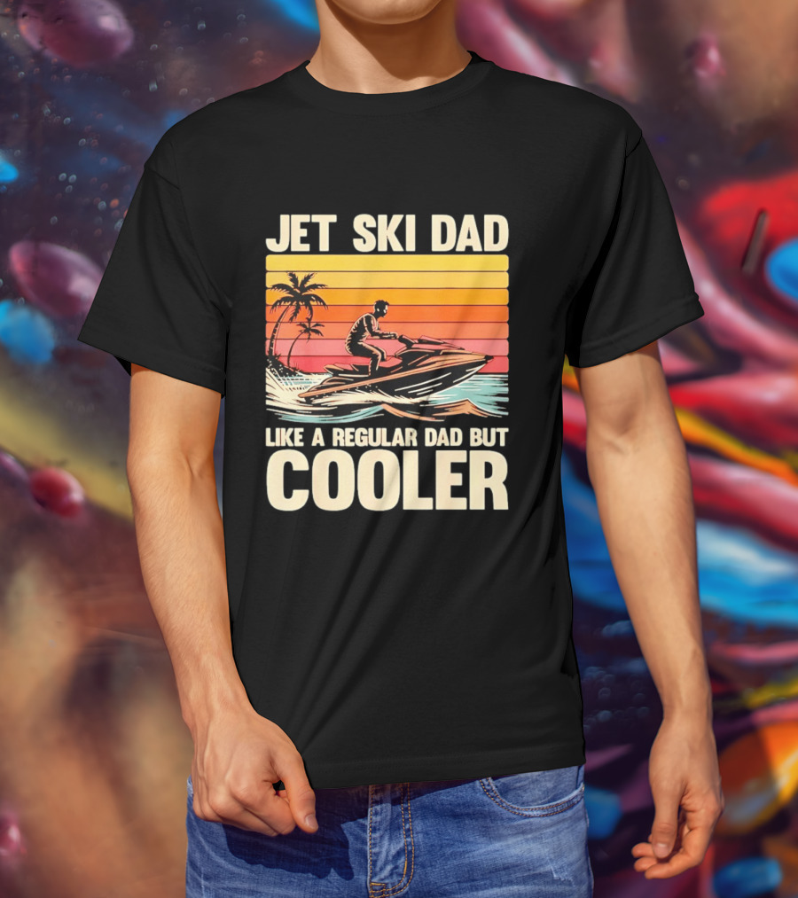 Jet Ski Dad Like A Regular Dad But Cooler Tropical Sunset Adventure T-Shirt