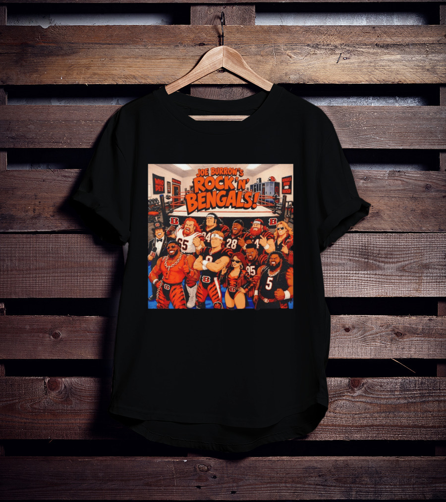 Joe Burrow's Rock 'N' Bengals Who Dey Cincinnati Bengals Born And Raised T-Shirt