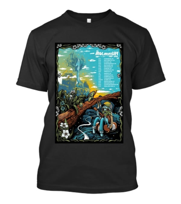 Moe.mentum Tour 2026 Dates With Surreal Nature Imagery And Character In Chill Scene T-Shirt