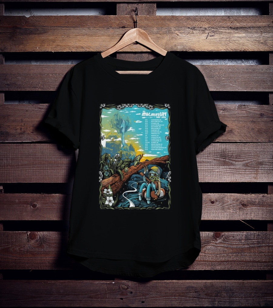 Moe.mentum Tour 2026 Dates With Surreal Nature Imagery And Character In Chill Scene T-Shirt