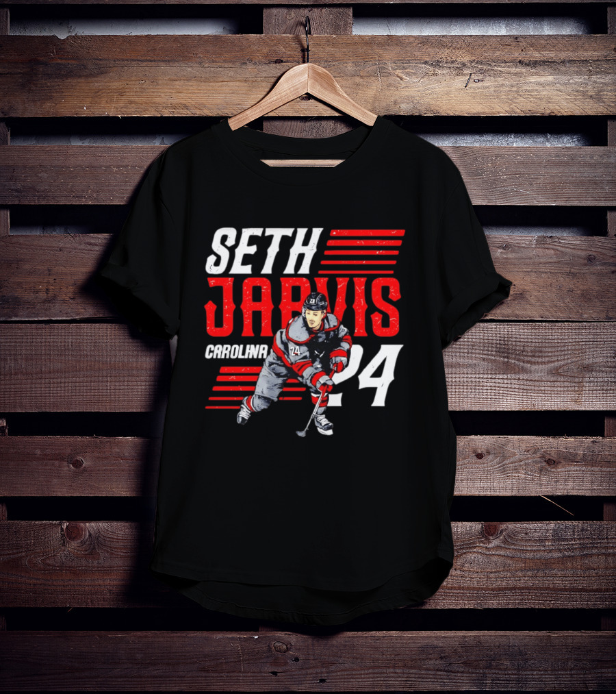 Seth Jarvis 24 Carolina Hurricanes Hockey Player T-Shirt