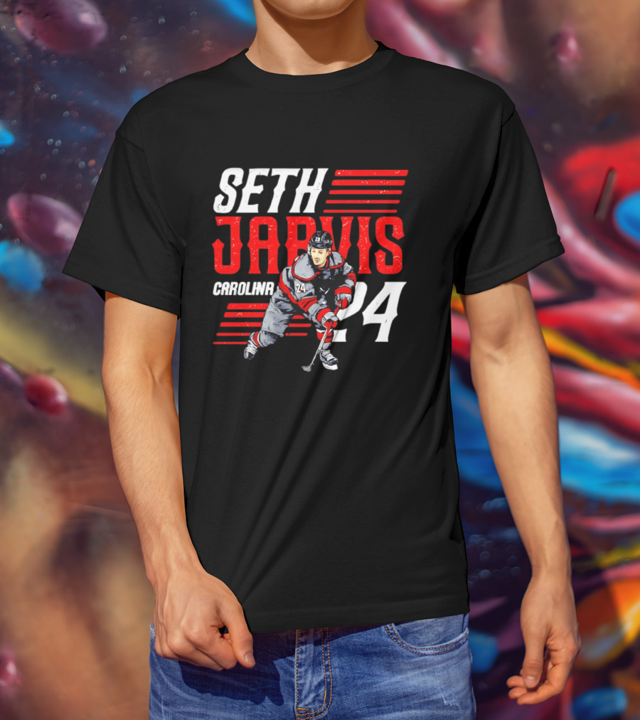 Seth Jarvis 24 Carolina Hurricanes Hockey Player T-Shirt