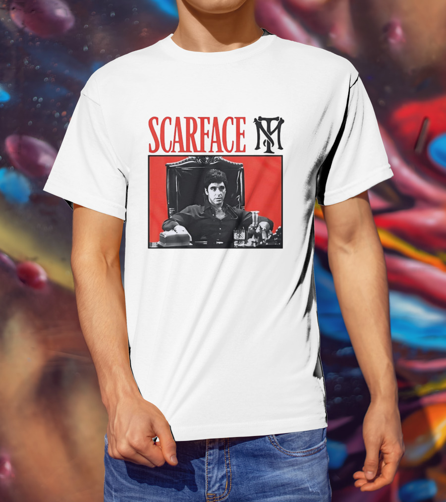 Scarface Tony Montana Al Pacino Iconic Scene Red T-Shirt