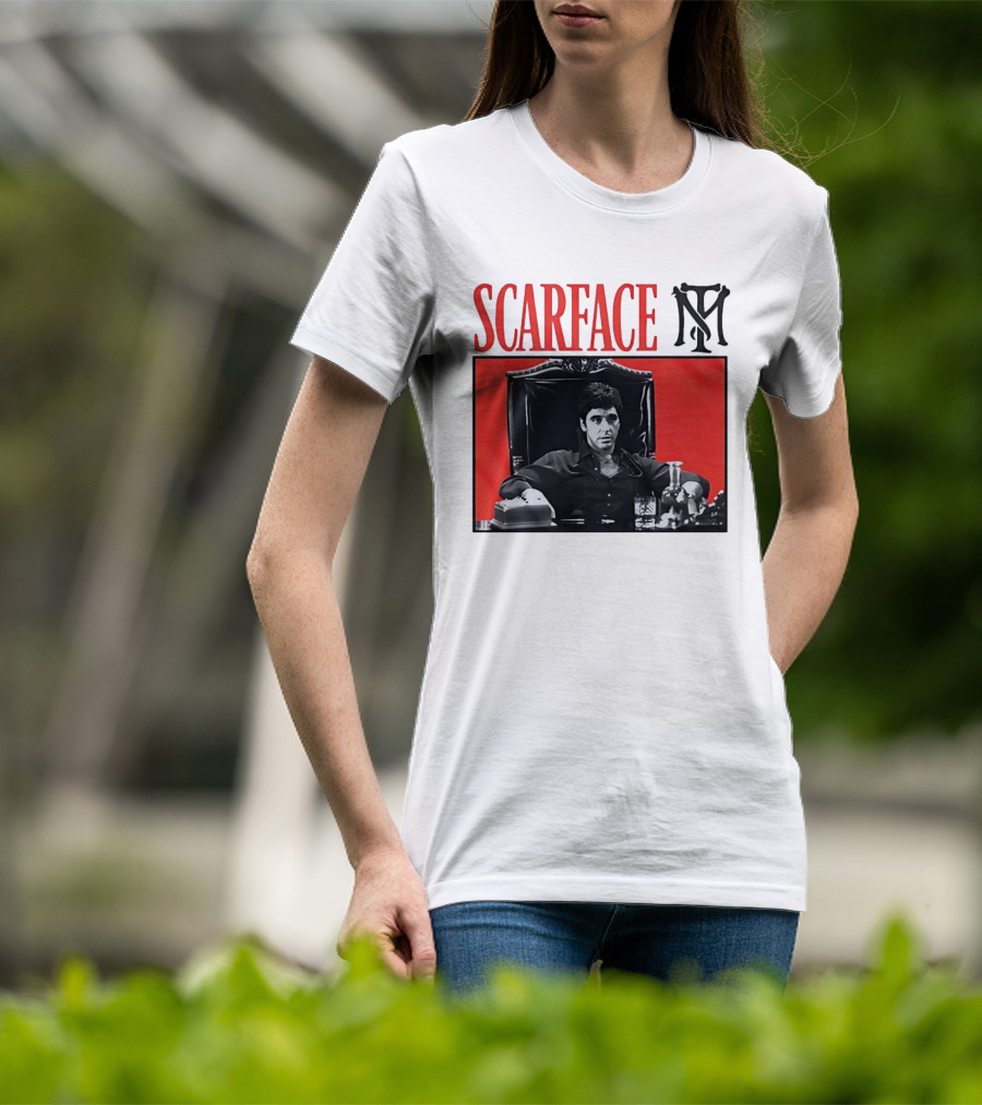 Scarface Tony Montana Al Pacino Iconic Scene Red T-Shirt