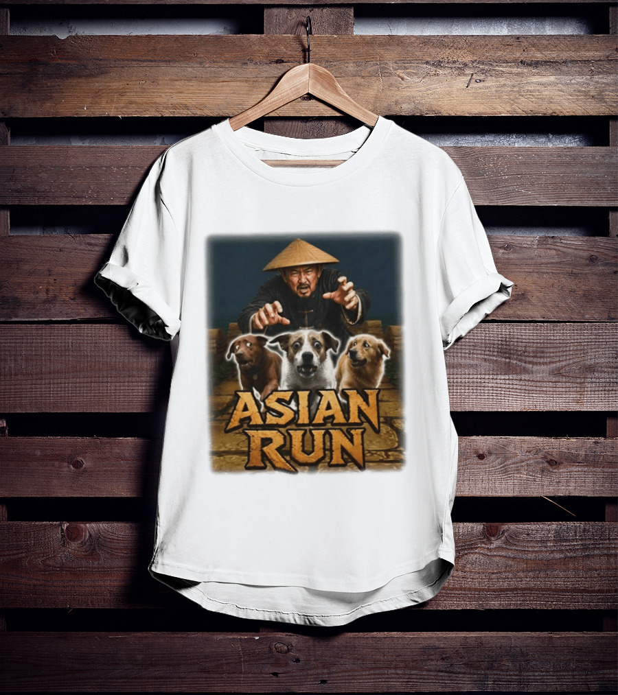 Asian Run Dogs With Traditional Hat Man T-Shirt