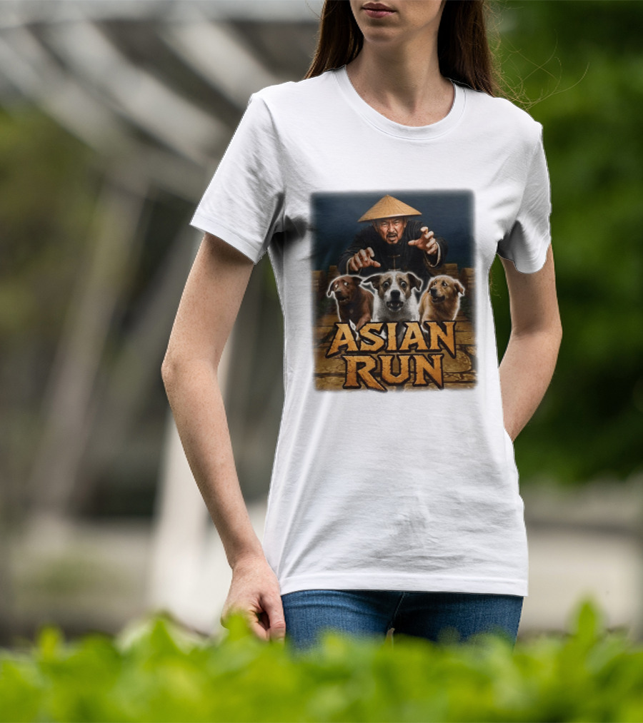 Asian Run Dogs With Traditional Hat Man T-Shirt