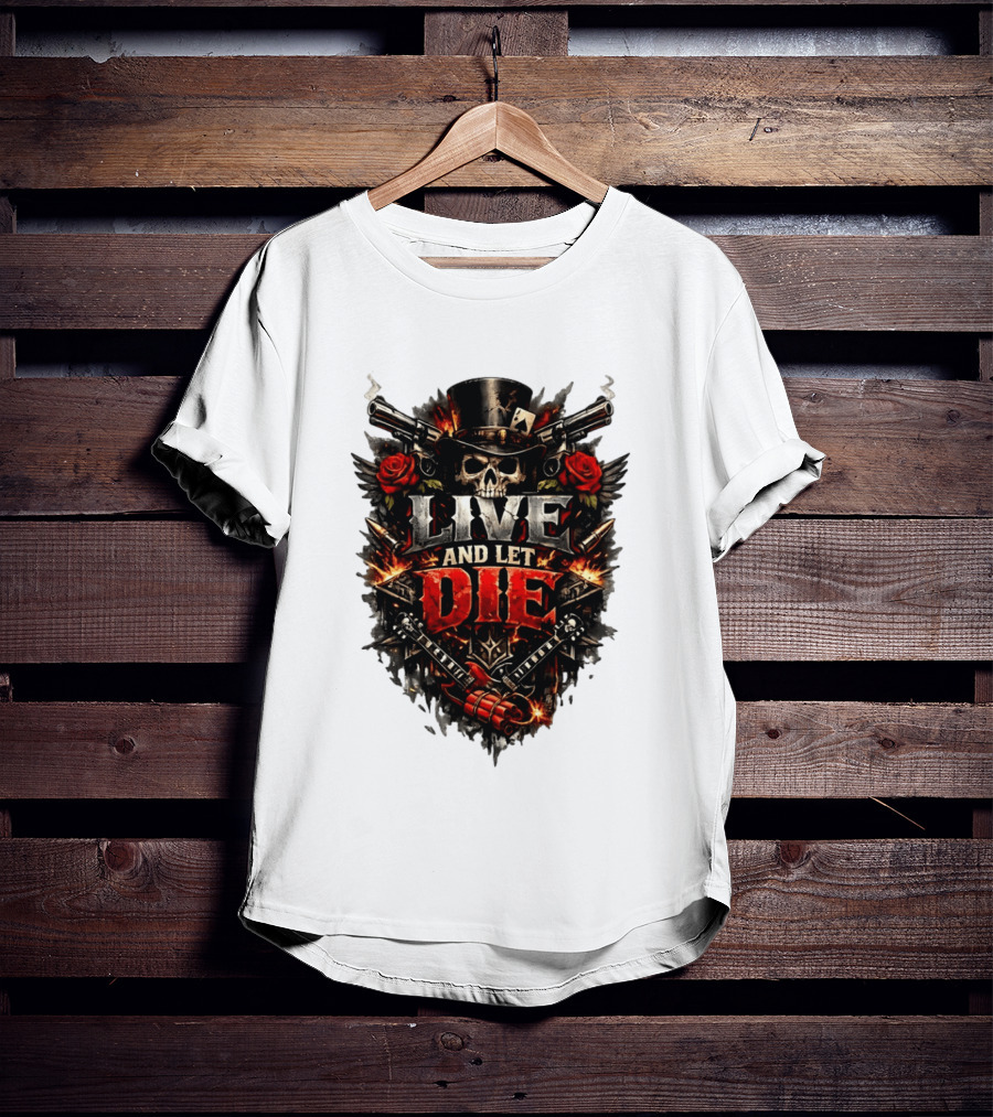 Guns N' Roses Live And Let Die Skull Roses Guns Playing Cards T-Shirt