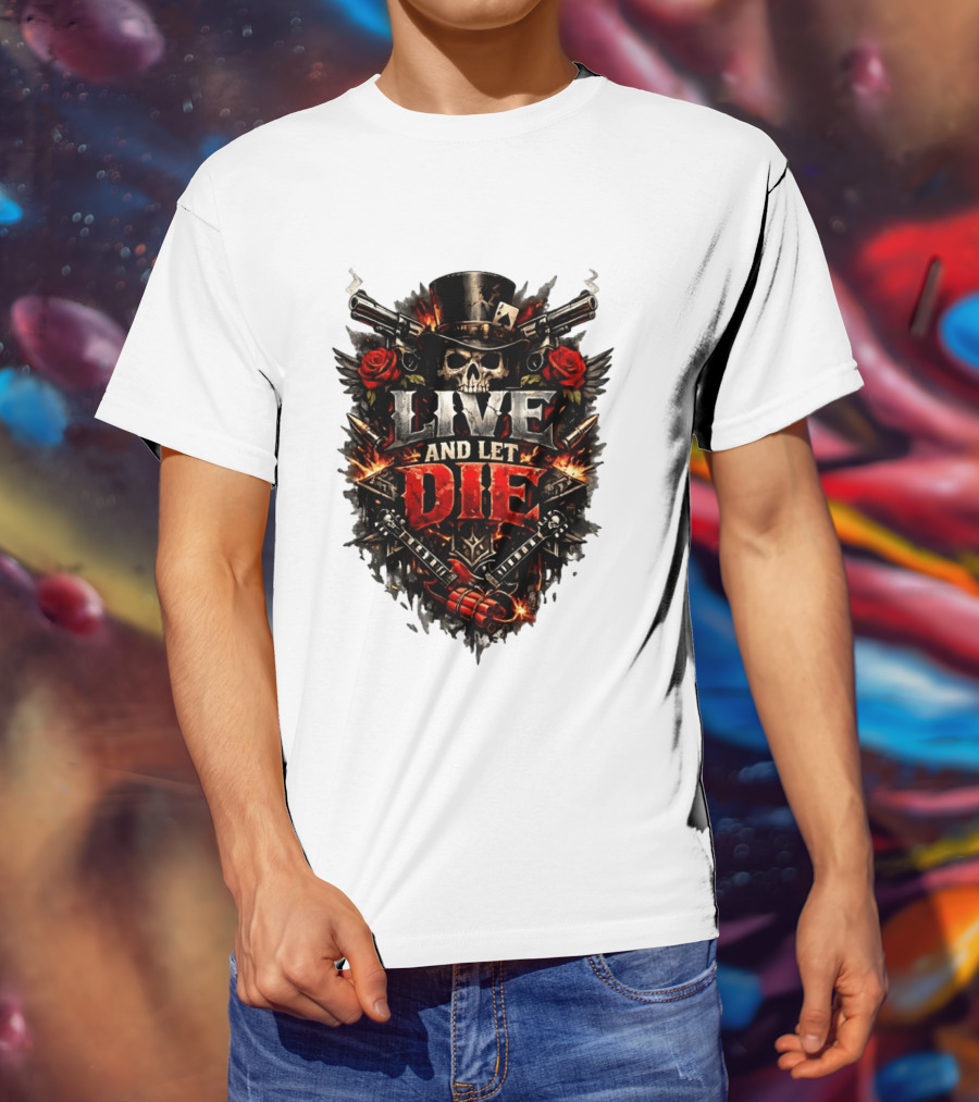 Guns N' Roses Live And Let Die Skull Roses Guns Playing Cards T-Shirt