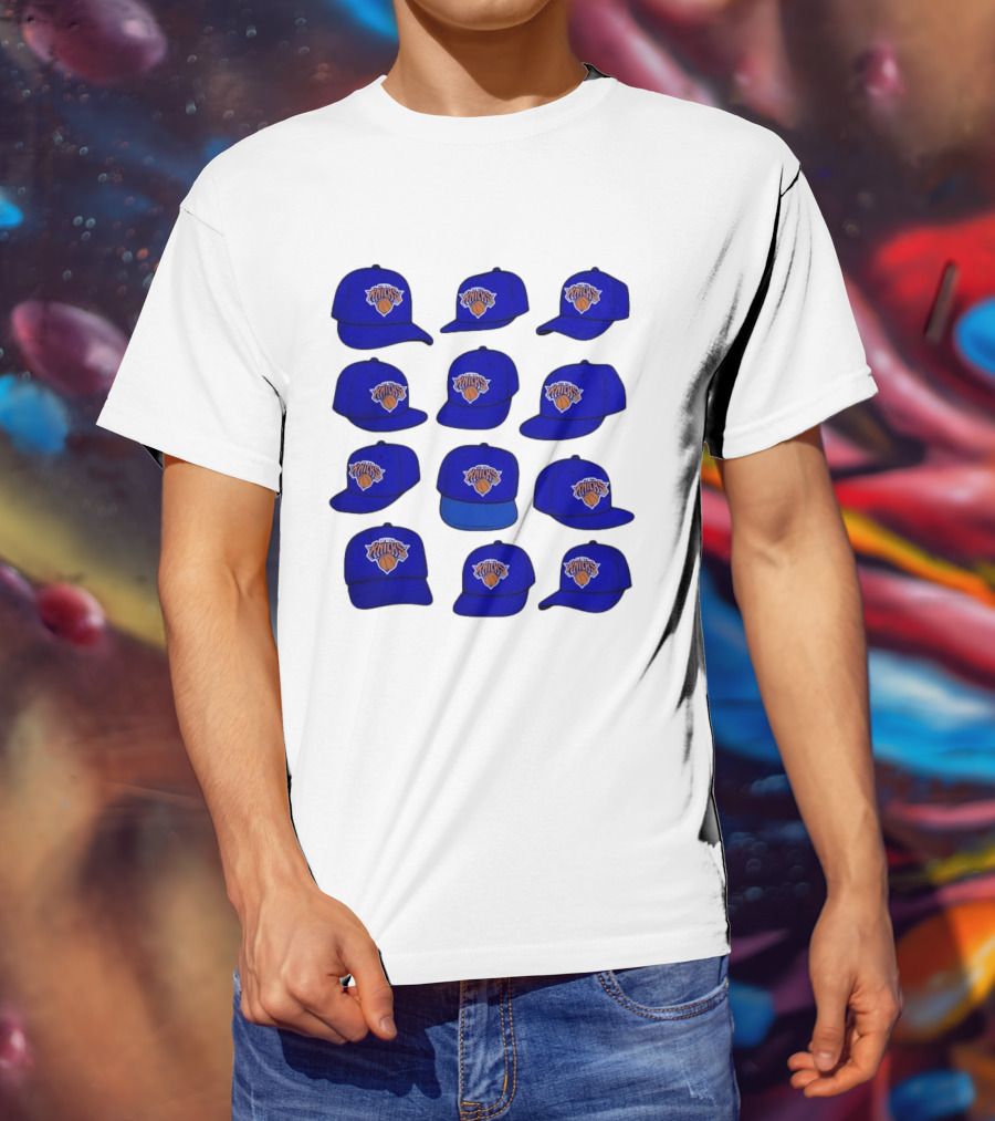 New York Knicks Blue Caps Collection With Iconic Basketball Team T-Shirt