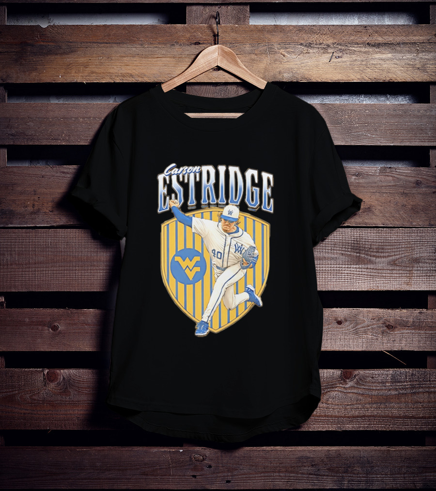 West Virginia Carson Estridge Baseball Running Pose T-Shirt