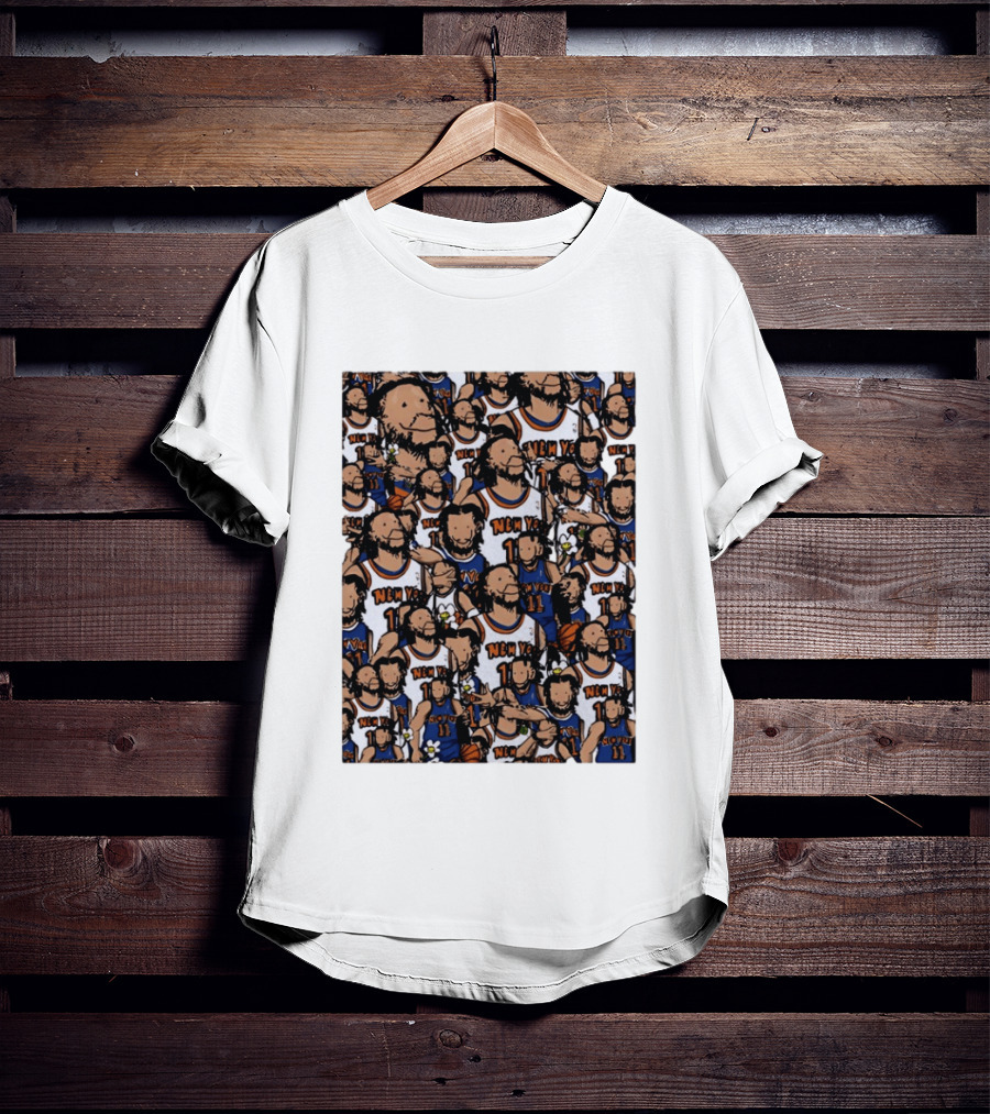 Jalen Brunson New York Knicks Number 11 NEMY Cartoon Collage T-Shirt
