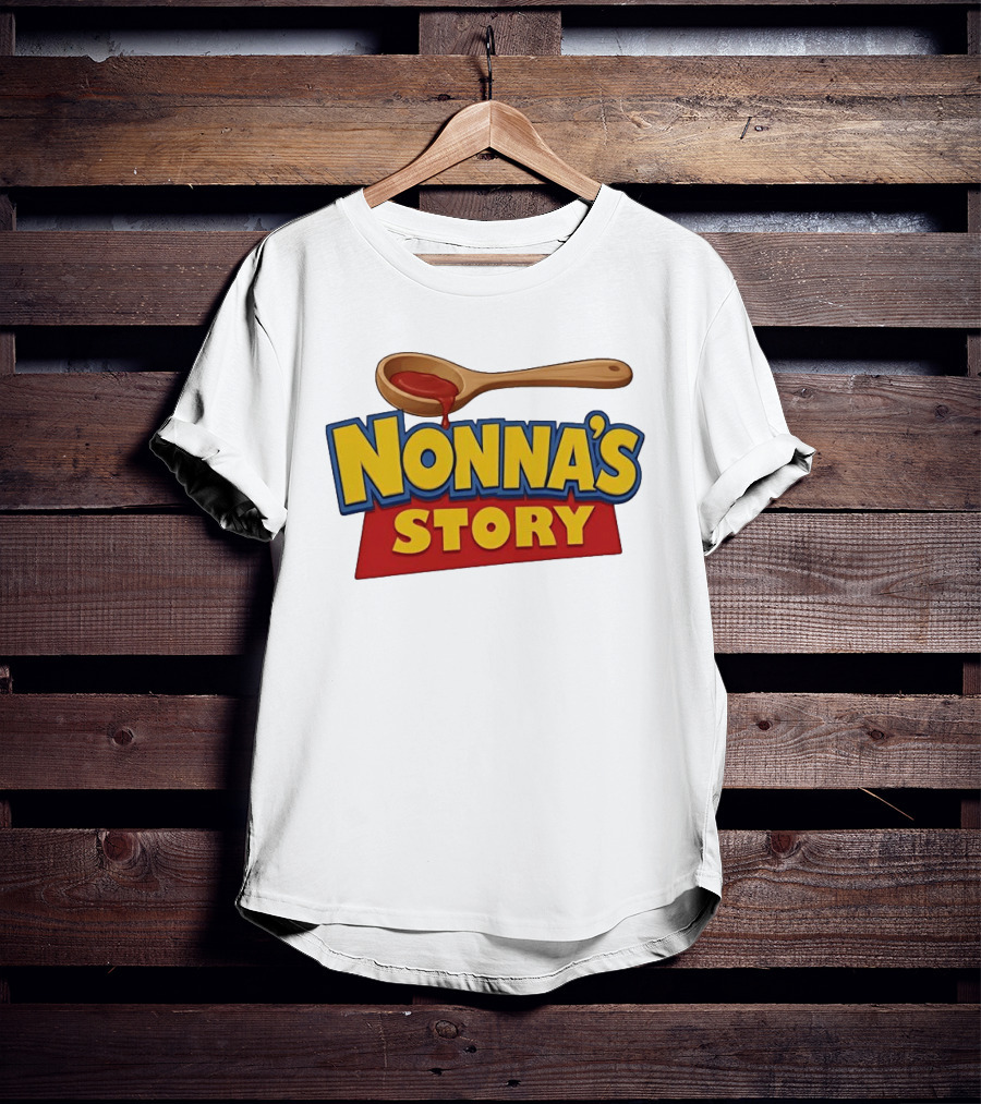 Nonna's Story Wooden Spoon Icon With Red Sauce T-Shirt