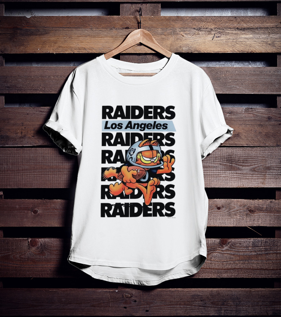 Los Angeles Raiders Orange Cat Football Helmet Running T-Shirt