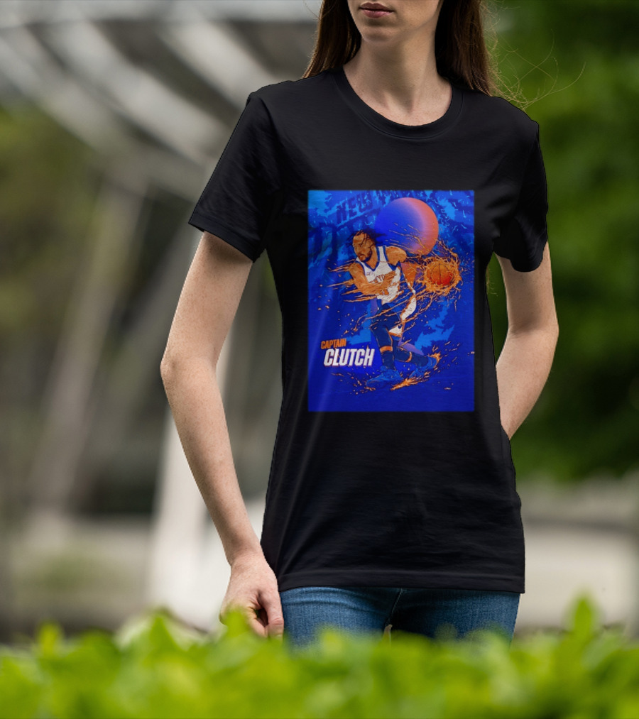 New York Knicks Captain Clutch Jalen Brunson Basketball Flames 2026 T-Shirt
