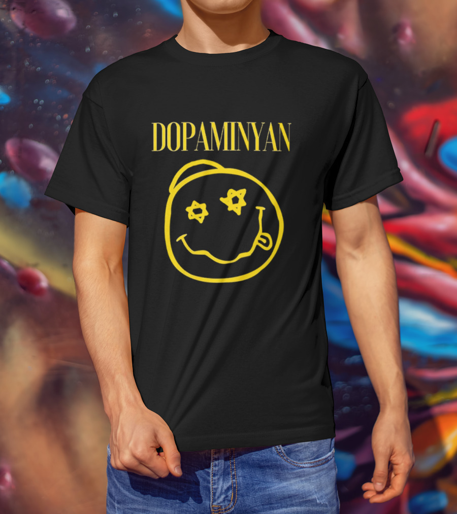Dopaminyan Star Eyed Smiley Face Yellow T-Shirt