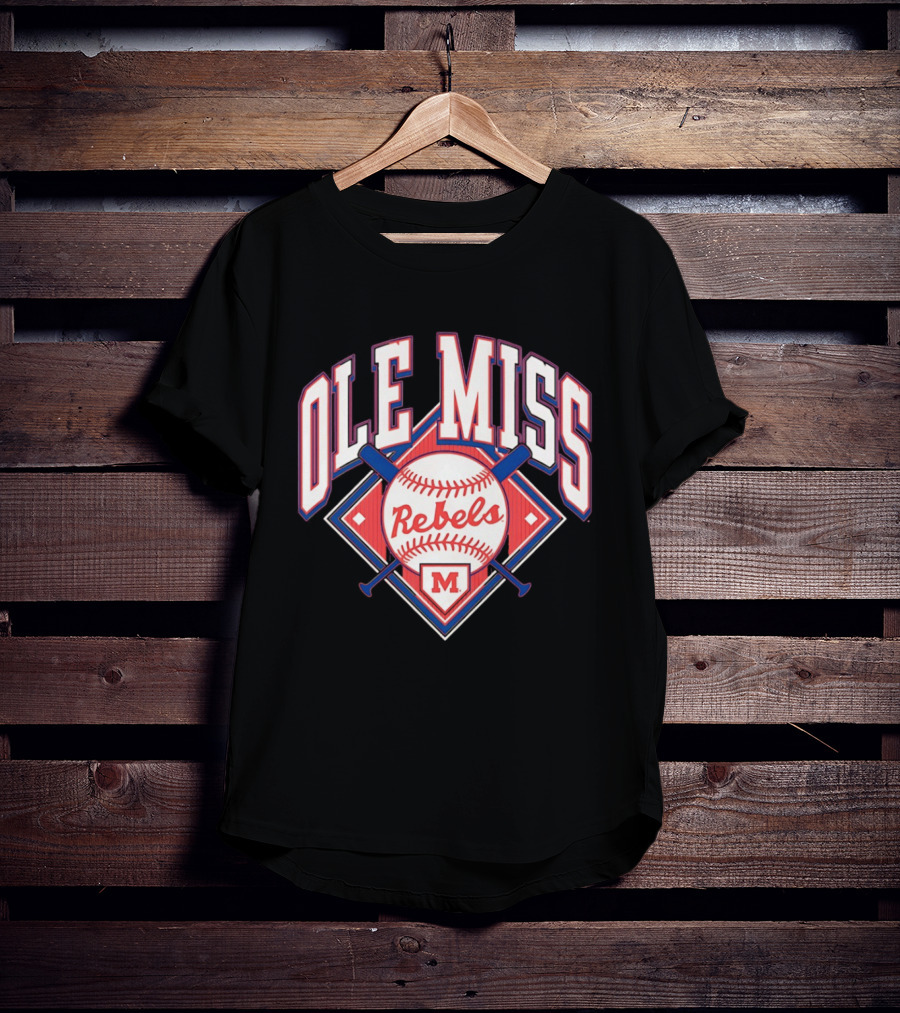 Ole Miss Rebels Baseball 2026 Team Merchandise Featuring Classic Logo And Red Baseball T-Shirt
