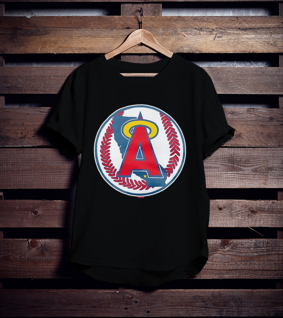 Los Angeles Angels Classic Halo A Baseball Emblem California Map T-Shirt