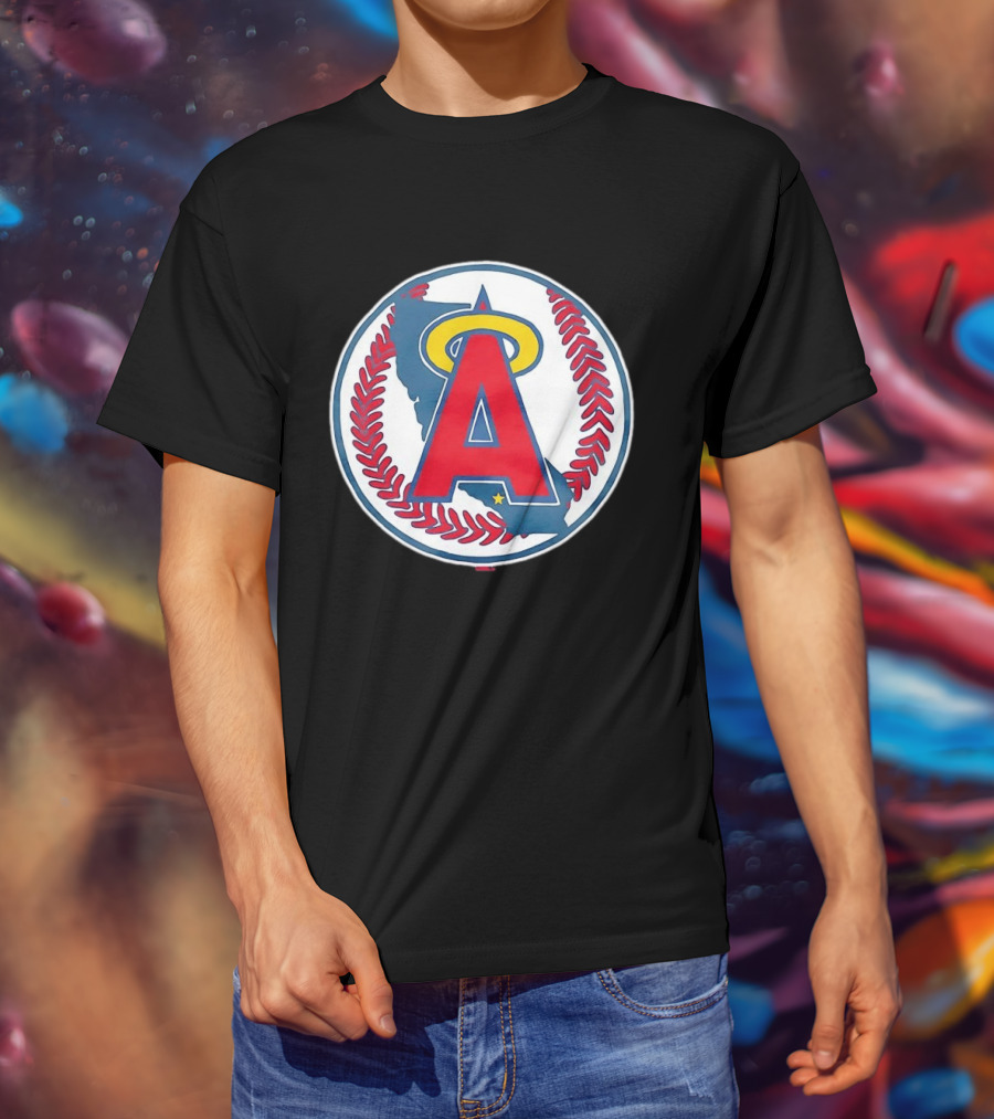 Los Angeles Angels Classic Halo A Baseball Emblem California Map T-Shirt