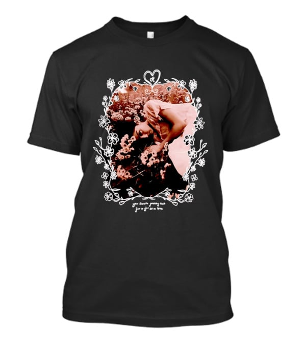 You Seem Pretty Sad For A Girl So In Love Floral Aesthetic Heart Frame Vintage Sepia Photography With Dreamy Flowers And Sleeping Girl T-Shirt