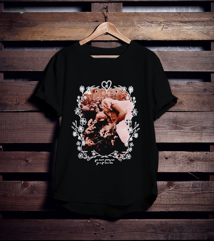 You Seem Pretty Sad For A Girl So In Love Floral Aesthetic Heart Frame Vintage Sepia Photography With Dreamy Flowers And Sleeping Girl T-Shirt