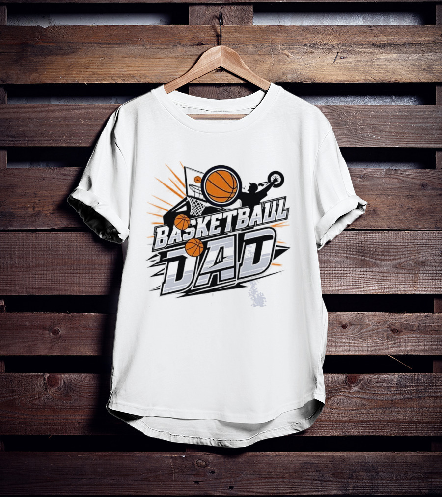 Basketball Dad Flying Ball Action Hoop T-Shirt