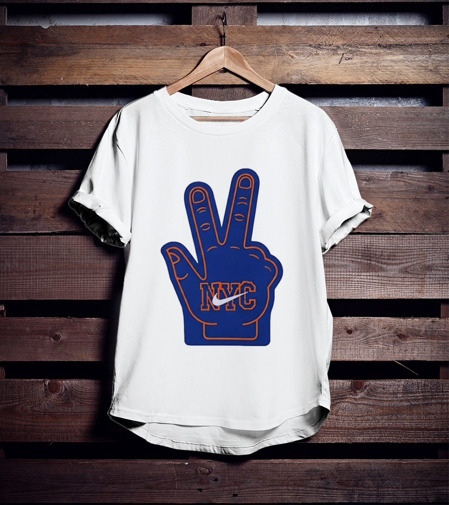 NYC Foam Finger Peace Sign New York Knicks Basketball T-Shirt