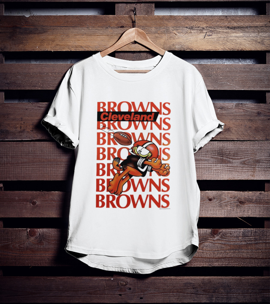 Browns Football Cleveland Orange Cat Kicking Touchdown T-Shirt