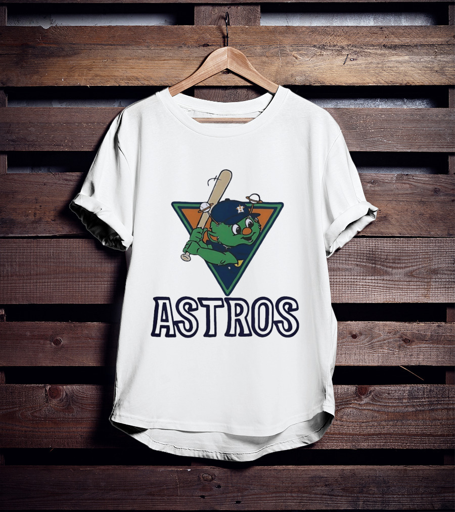 Orbit Houston Astros With Saturn Rings Baseball Bat Triangle T-Shirt