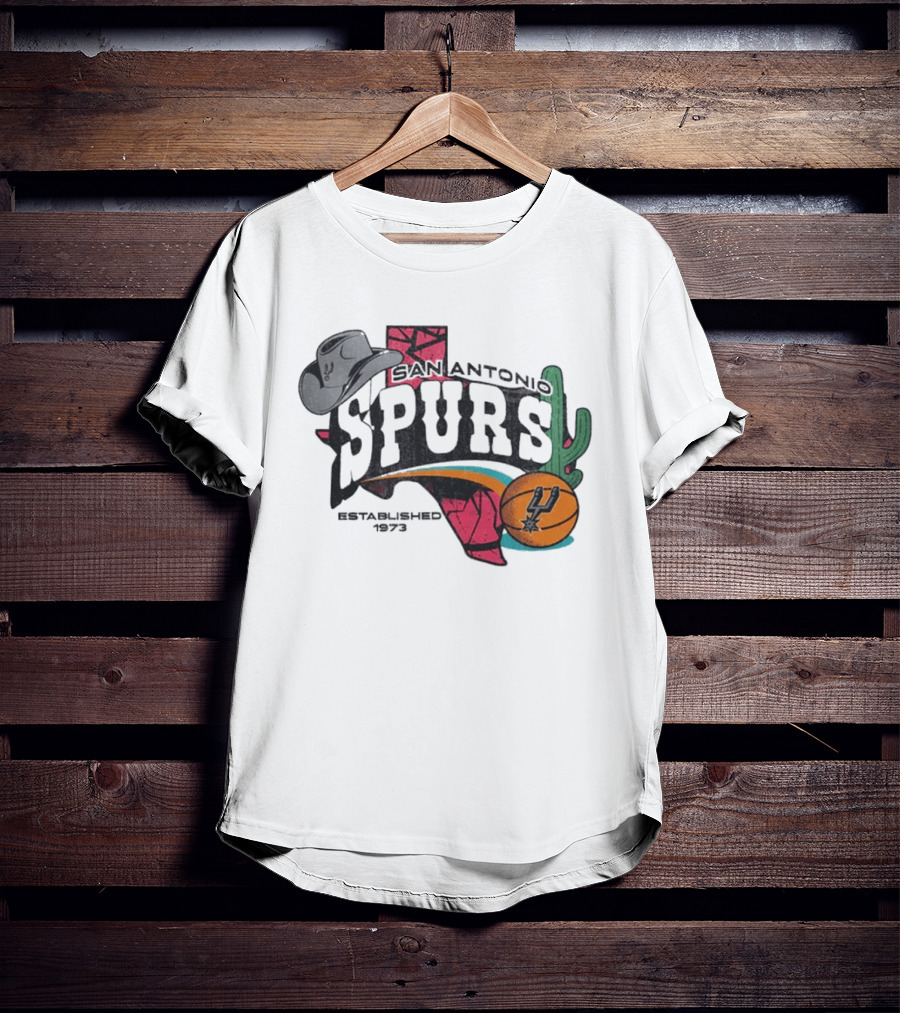 San Antonio Spurs Established 1973 Texas Cowboy Hat Cactus Basketball Team T-Shirt