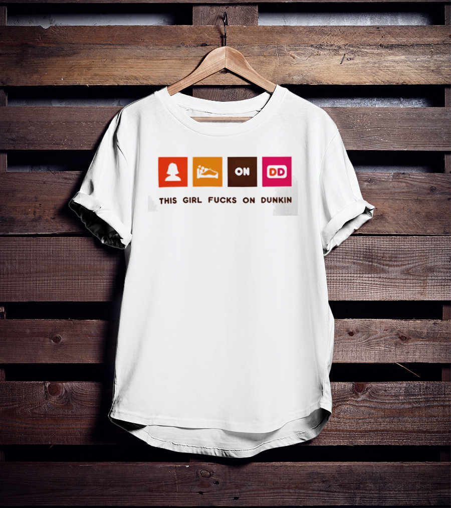 This Girl Fucks On Dunkin Retro Icon Square Blocks T-Shirt