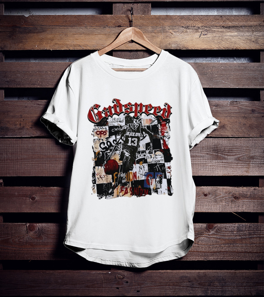 Godspeed Black Ops 13 Basketball Collage Style Urban Fashion T-Shirt