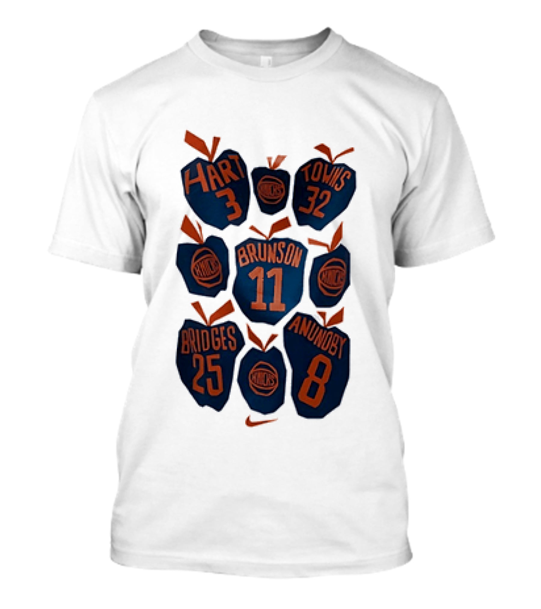 New York Knicks NBA Hart Brunson Towns Bridges Anunoby Big Apple Legends T-Shirt